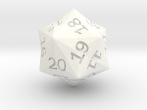 Star Cut D20 (spindown) in White Smooth Versatile Plastic: Small