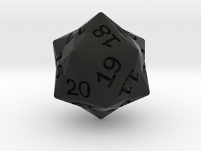 Star Cut D20 (spindown) in Black Smooth Versatile Plastic: Small