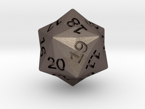 Star Cut D20 (spindown) in Polished Bronzed-Silver Steel: Large