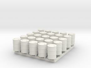 HO Scale (25) 55 gallon drums in White Natural Versatile Plastic