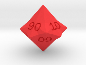 Star Cut D10 (tens) in Red Smooth Versatile Plastic: Small