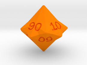 Star Cut D10 (tens) in Orange Smooth Versatile Plastic: Small
