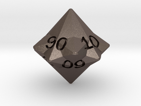Star Cut D10 (tens) in Polished Bronzed-Silver Steel: Large