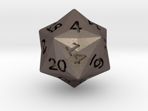 Star Cut D20 in Polished Bronzed-Silver Steel: Large