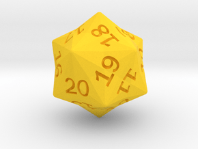 Star Cut D20 (spindown) in Yellow Smooth Versatile Plastic: Small