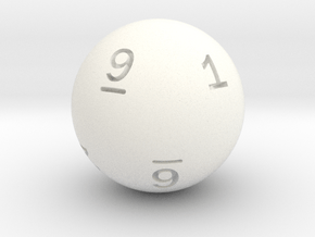 Sphere D10 (ones, alternate) in White Smooth Versatile Plastic: Small
