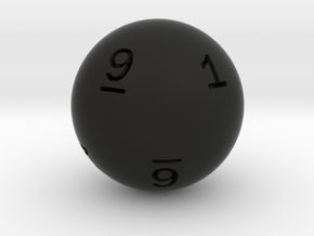 Sphere D10 (ones, alternate) in Black Smooth Versatile Plastic: Small