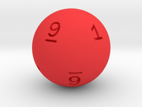 Sphere D10 (ones, alternate) in Red Smooth Versatile Plastic: Small