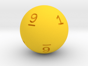 Sphere D10 (ones, alternate) in Yellow Smooth Versatile Plastic: Small