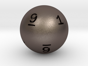 Sphere D10 (ones, alternate) in Polished Bronzed-Silver Steel: Large
