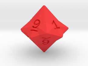Star Cut D10 (ones, alternate) in Red Smooth Versatile Plastic: Small