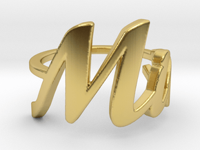 Mia Name Ring in Polished Brass