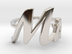 Mia Name Ring in Rhodium Plated Brass