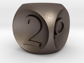 D6 Concave Dice in Polished Bronzed Silver Steel