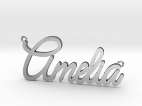 Amelia Name Pendant in Polished Silver