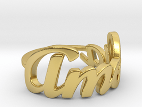Amelia Name Ring in Polished Brass