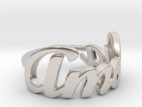 Amelia Name Ring in Rhodium Plated Brass