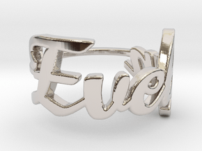Evelyn Name Ring in Rhodium Plated Brass