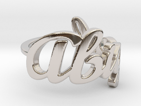 Abigail Name Ring in Rhodium Plated Brass