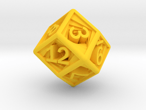 Recursion D12 (rhombic) in Yellow Smooth Versatile Plastic: Small