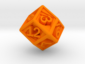 Recursion D12 (rhombic) in Orange Smooth Versatile Plastic: Small