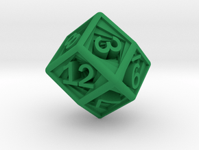 Recursion D12 (rhombic) in Green Smooth Versatile Plastic: Small