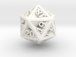 Recursion D20 (spindown) in White Smooth Versatile Plastic: Small