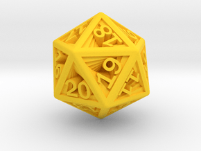 Recursion D20 (spindown) in Yellow Smooth Versatile Plastic: Small