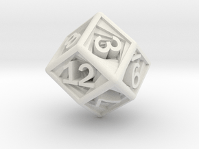 Recursion D12 (rhombic) in White Natural Versatile Plastic: Small