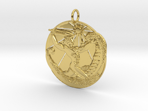 Apollo Slaying Python pendant (original) in Polished Brass