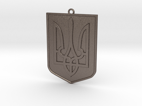 Ukraine Shield Medallion in Polished Bronzed-Silver Steel
