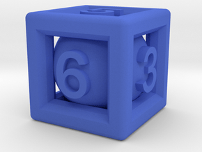 Ball In Cage D6 in Blue Smooth Versatile Plastic: Small