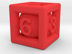 Ball In Cage D6 in Red Smooth Versatile Plastic: Small