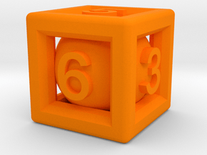 Ball In Cage D6 in Orange Smooth Versatile Plastic: Small