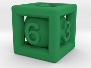Ball In Cage D6 in Green Smooth Versatile Plastic: Small