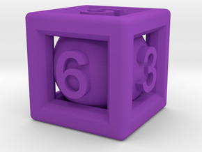 Ball In Cage D6 in Purple Smooth Versatile Plastic: Small