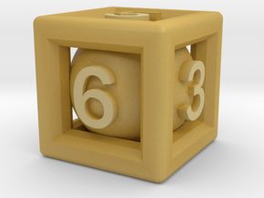 Ball In Cage D6 in Tan Fine Detail Plastic: Small