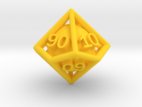 Ball In Cage D10 (tens) in Yellow Smooth Versatile Plastic: Small