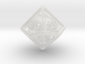 Ball In Cage D10 (tens) in Clear Ultra Fine Detail Plastic: Small