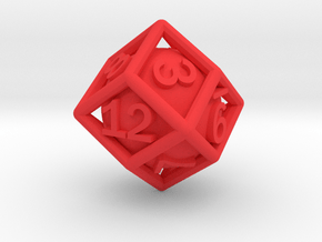 Ball In Cage D12 (rhombic) in Red Smooth Versatile Plastic: Small