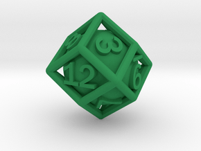 Ball In Cage D12 (rhombic) in Green Smooth Versatile Plastic: Small