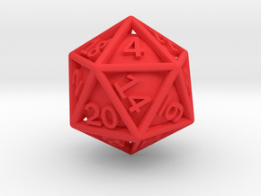 Ball In Cage D20 in Red Smooth Versatile Plastic: Small