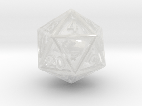 Ball In Cage D20 in Clear Ultra Fine Detail Plastic: Small