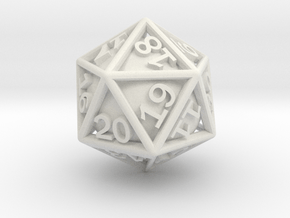 Ball In Cage D20 (spindown) in White Natural Versatile Plastic: Small