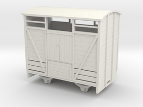 O9/On18 Cattle van (kadee) in White Natural Versatile Plastic