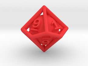 Ball In Cage D10 (ones, alternate) in Red Smooth Versatile Plastic: Small