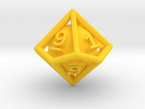 Ball In Cage D10 (ones, alternate) in Yellow Smooth Versatile Plastic: Small