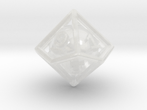 Ball In Cage D10 (ones, alternate) in Clear Ultra Fine Detail Plastic: Small