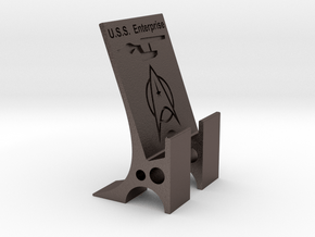 Star Trek Phone Stand in Polished Bronzed-Silver Steel