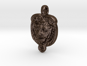 Lion inki pendant in Polished Bronze Steel: Medium